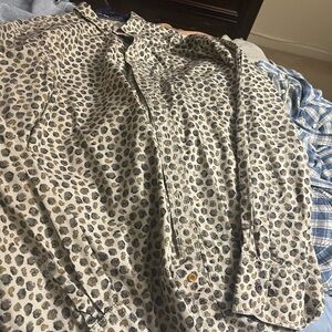 Men’s Beige and Brown Leopard-Print Button-Down Shirt